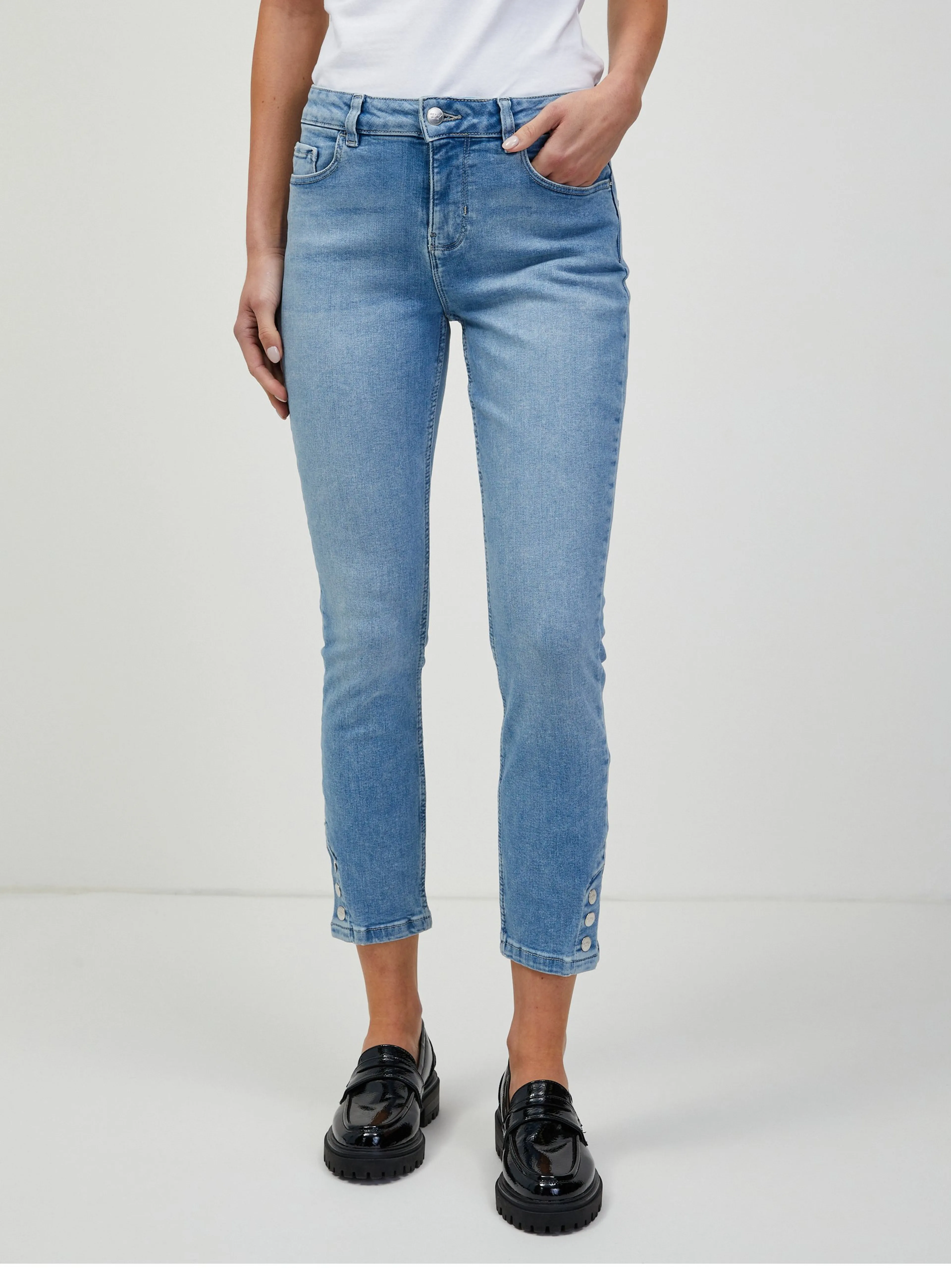 Hellblaue abgeschnittene Skinny Fit Jeans ORSAY
