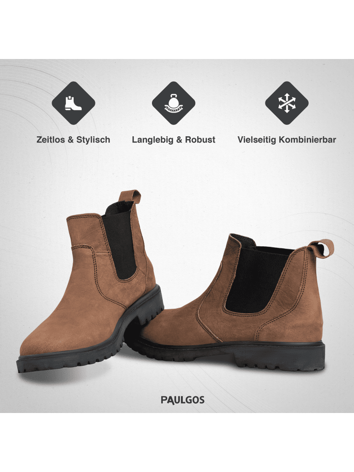 PAULGOS Herren Chelsea Boots, Stiefeletten, Schuhe in Dunkelbraun günstig kaufen