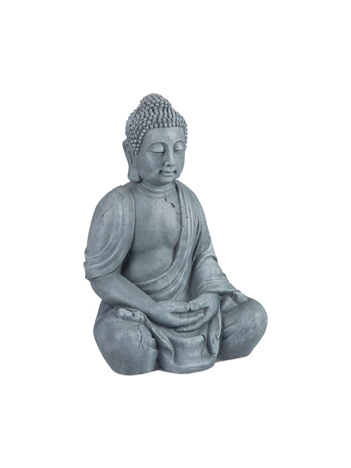 relaxdays Buddha Figur in Hellgrau - (H)70 cm günstig kaufen onesize