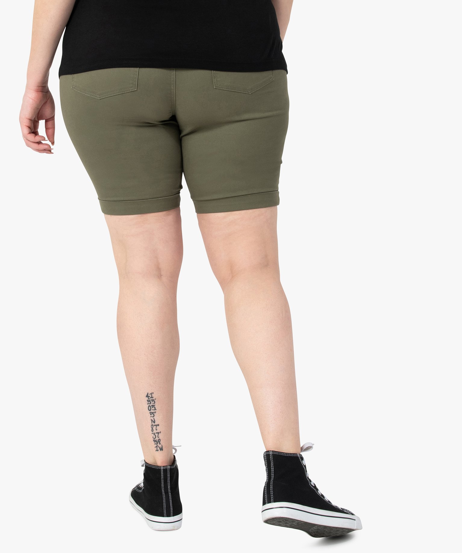 Bermuda femme grande taille en toile extensible coupe ajustée | GEMO