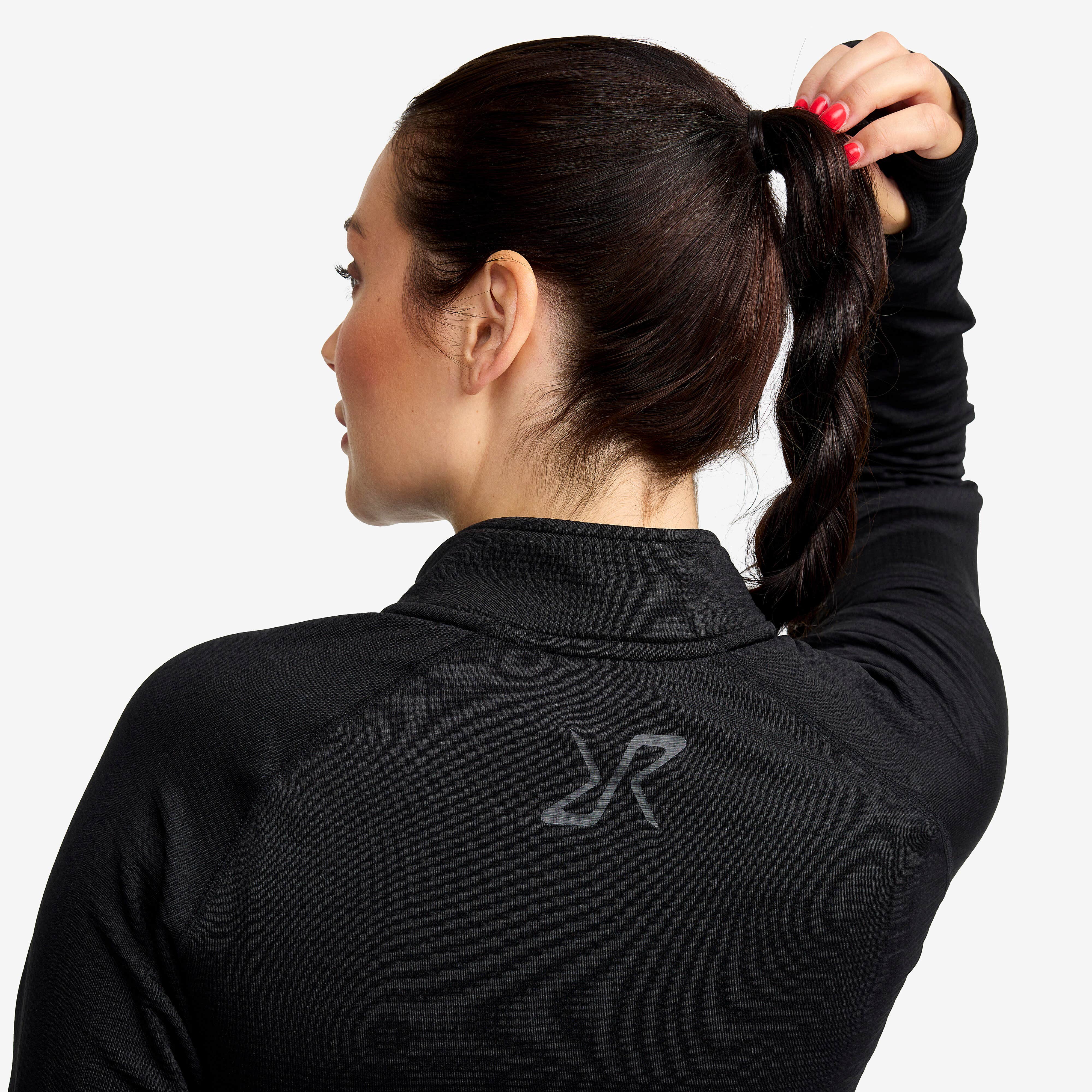 Waffle 1/2 Zip Baselayer Top Femme Black