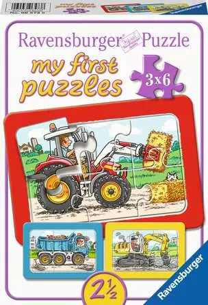 Kinderpuzzle ab 2 Jahren - Bagger, Traktor und Kipplader - 6 Teile