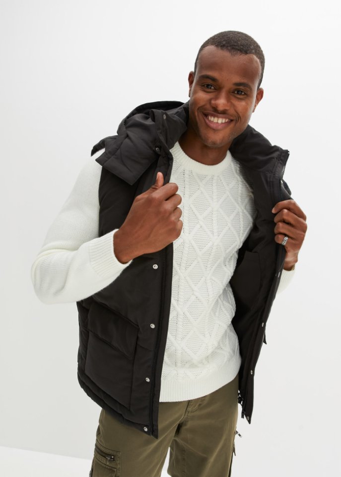 Steppweste mit abnehmbarer Kapuze aus recyceltem Polyester