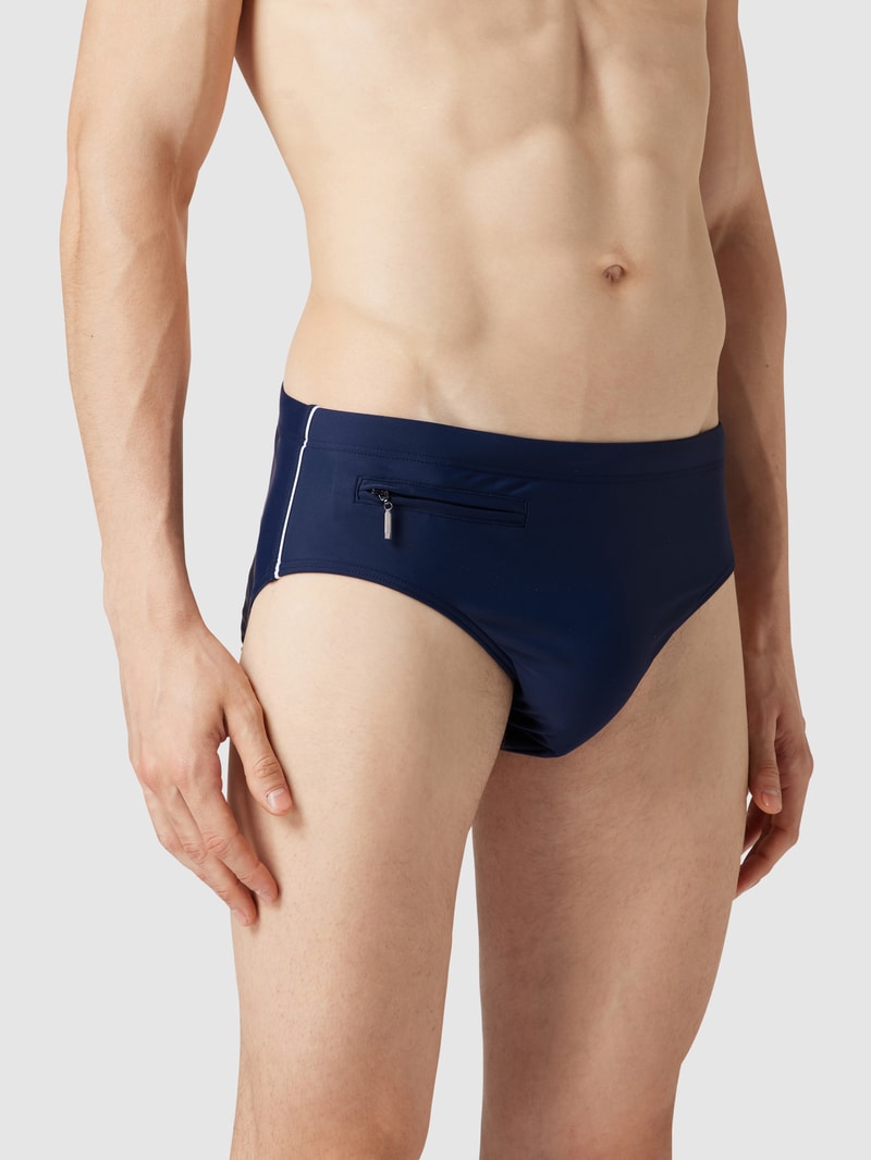 Badehose mit verschließbarer Tasche in marineblau