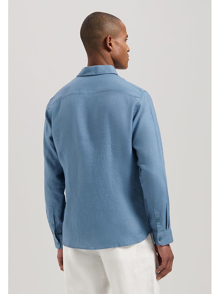 DSTREZZED Leinen-Hemd in Blau günstig kaufen