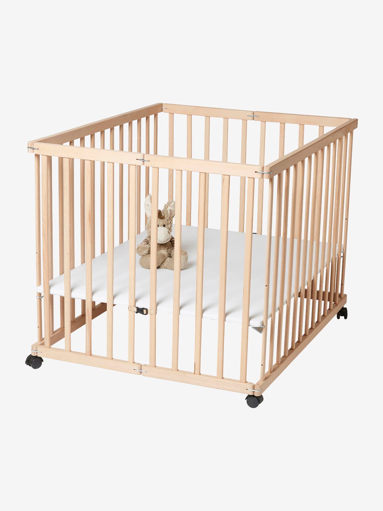 Vertbaudet Baby Laufgitter aus Holz, klappbar - weiß