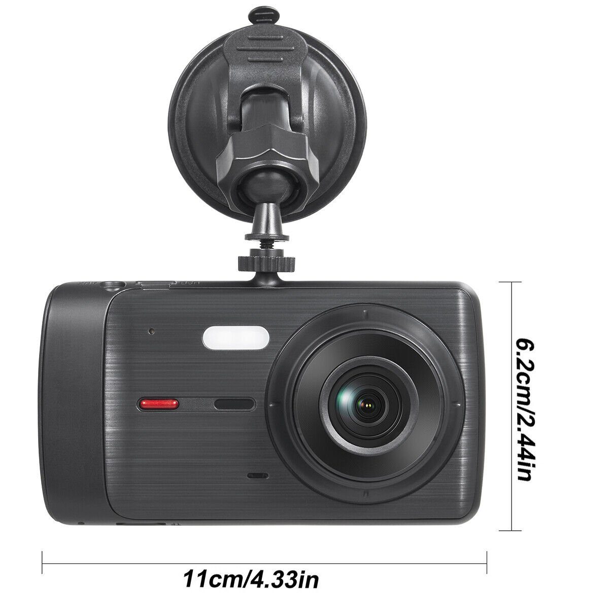 yozhiqu Auto-High-Definition-4-Zoll-Fahrrekorder mit Saugnapf Dashcam (Hochauflösendes 1080P-Nachtsicht-Rückfahrbild mit zwei Linsen)