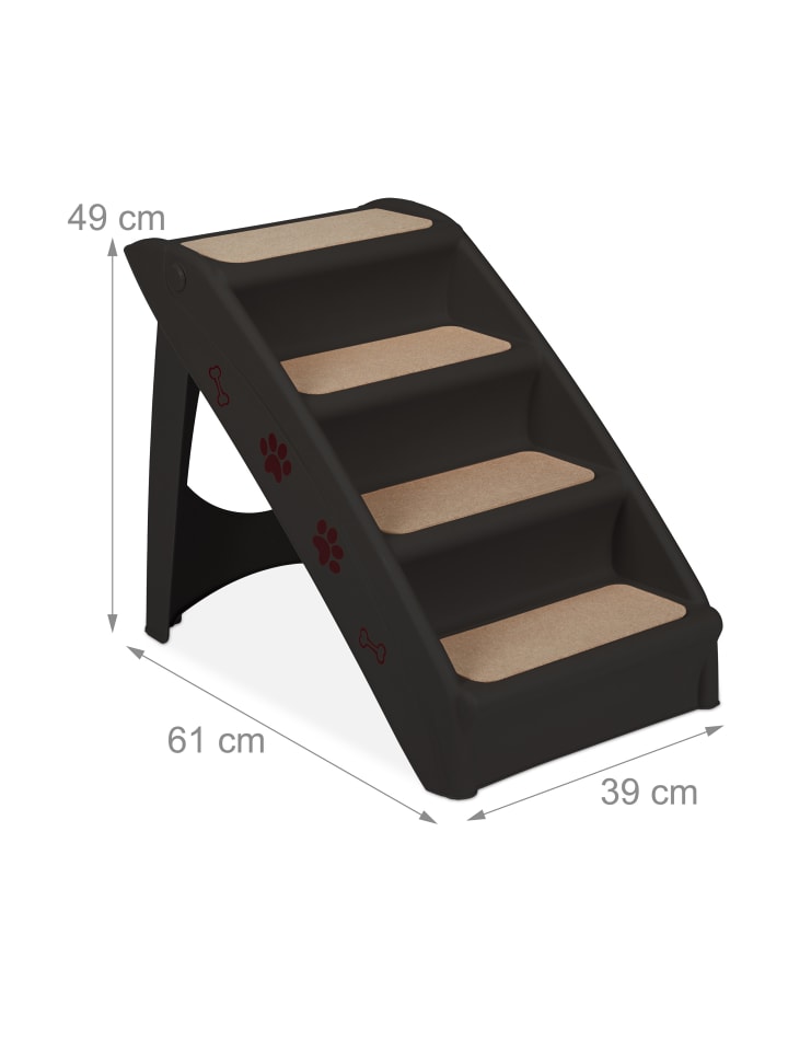 relaxdays Hundetreppe in Schwarz - (B)39 x (H)49 x (T)61 cm günstig kaufen onesize