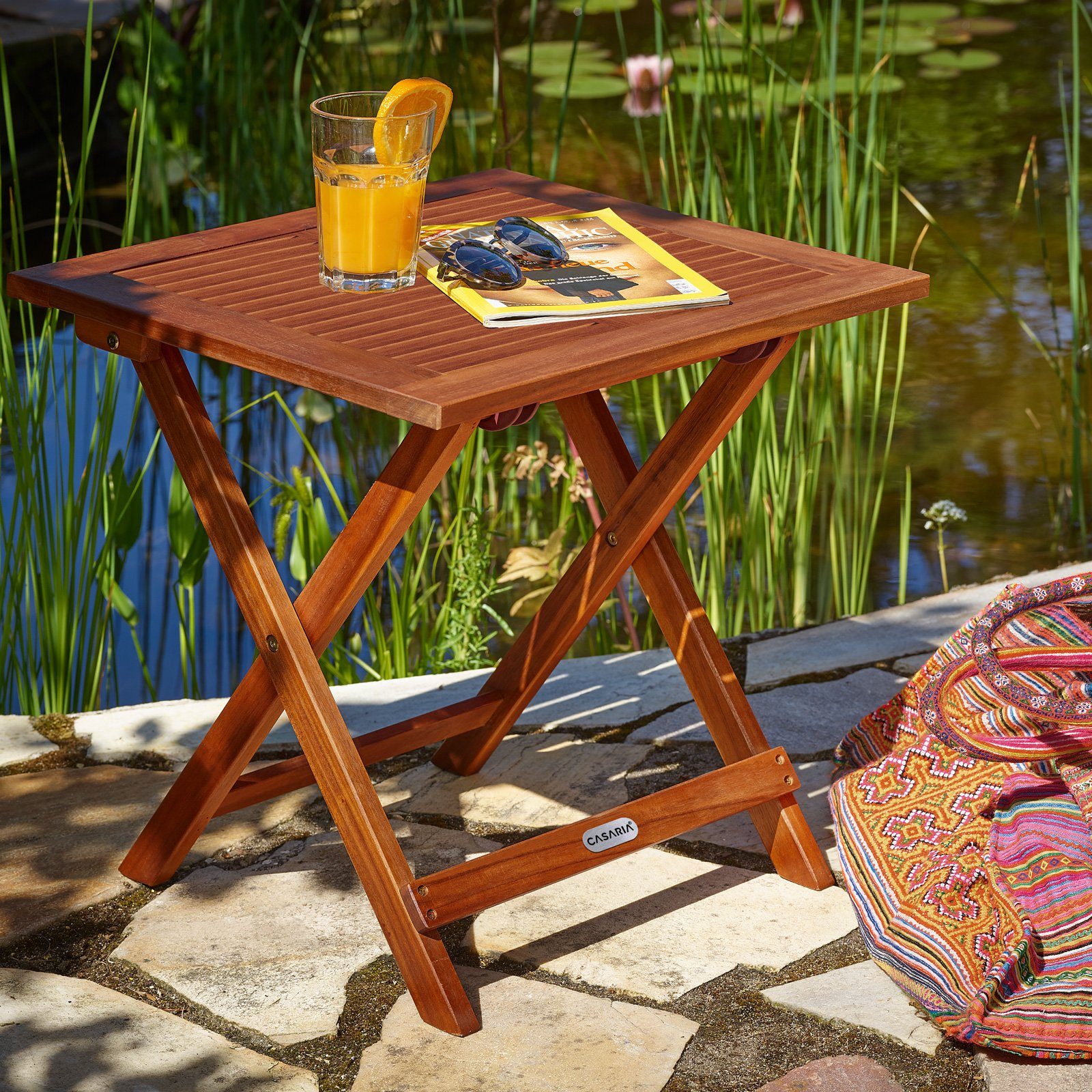 Casaria Klapptisch (1-St), Klappbar Holz 70x70x73cm 80kg Belastbar Akazie Balkon Garten Terrasse