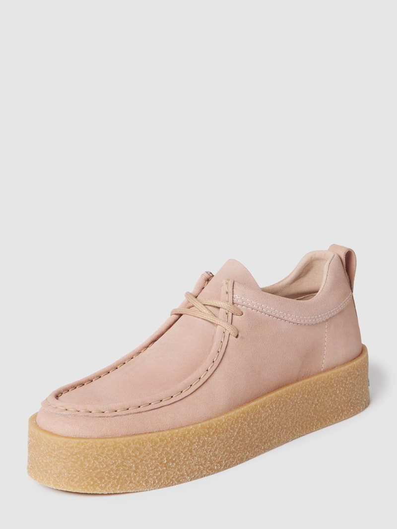 Halbschuhe aus echtem Leder mit Plateausohle in rosé