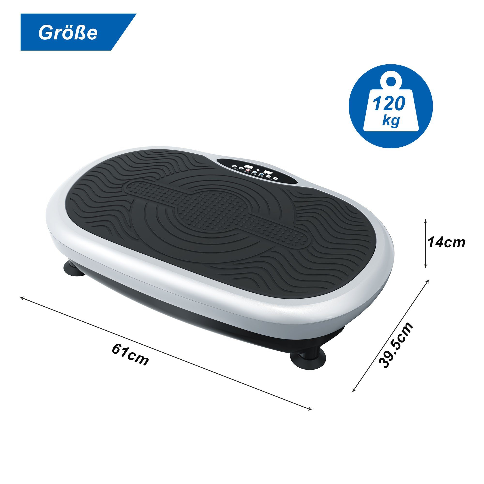 Ulife Vibrationsplatte silbrig, Ganzkörper, 3D Fitnessgeräte mit 2 Bändern & Fernbedienung, 440,00 W, (Set, mit Trainingsbändern), 3 voreingestellte Modi, 60 Geschwindigkeitssätze, 10 Min-Timer