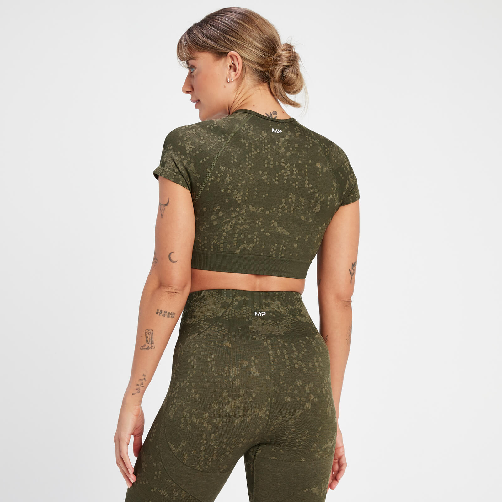 Crop top à motif sans coutures MP Adapt pour femmes – Vert olive
