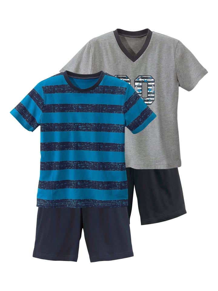 AUTHENTIC LE JOGGER Pyjama in türkis-gestreift, grau-meliert günstig kaufen