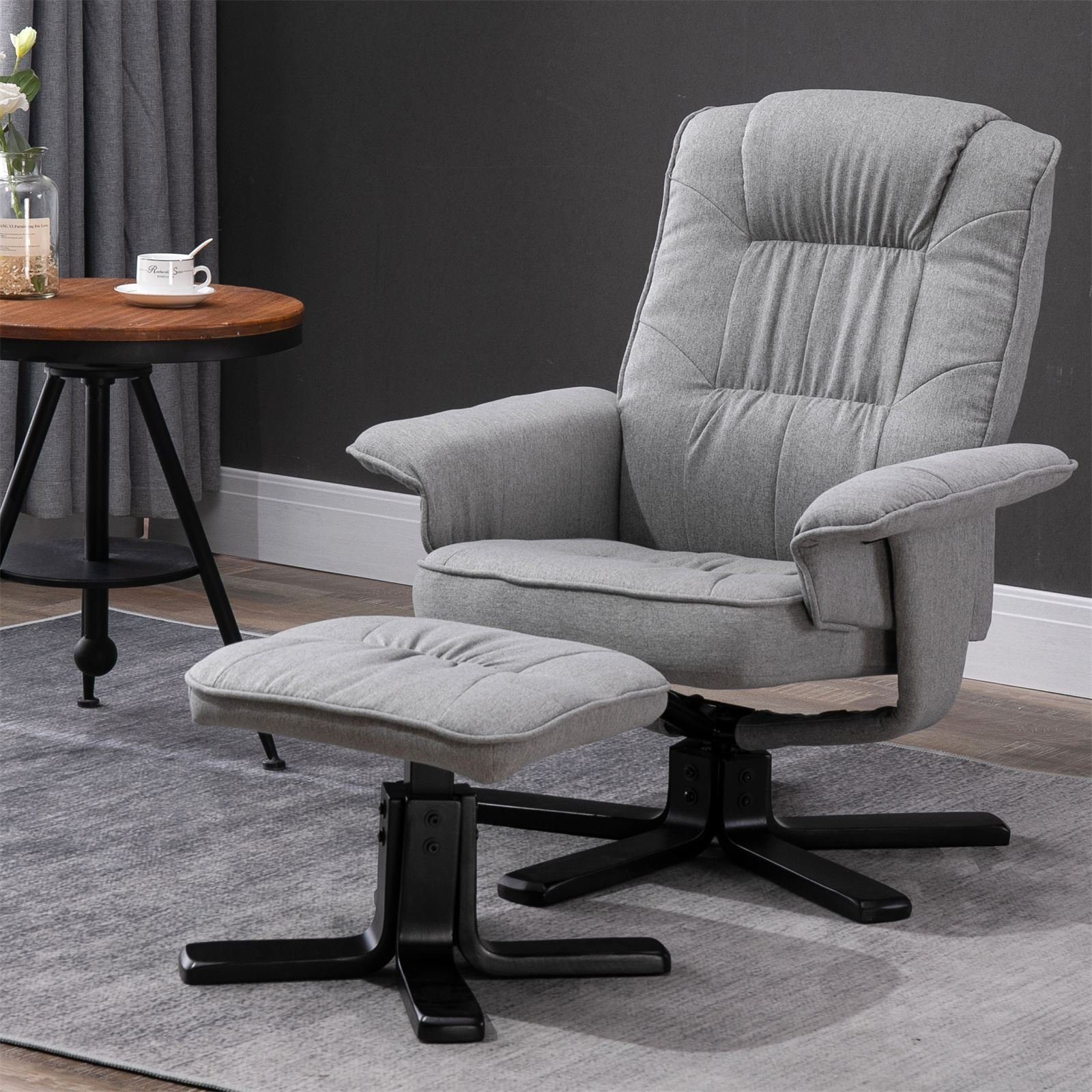IDIMEX Relaxsessel CHARLY, Relaxsessel mit Hocker Fernsehsessel Gestell schwarz Polstersessel Sto