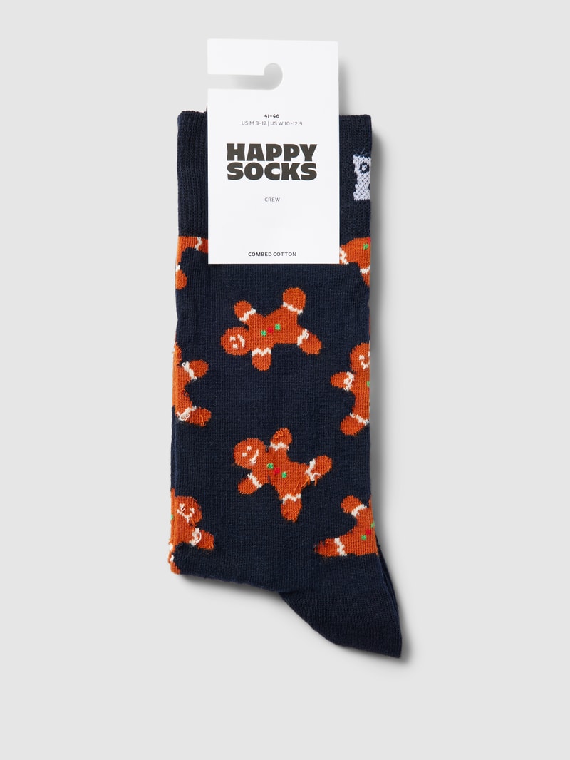Socken mit Allover-Muster Modell 'Gingerbread' in dunkelblau