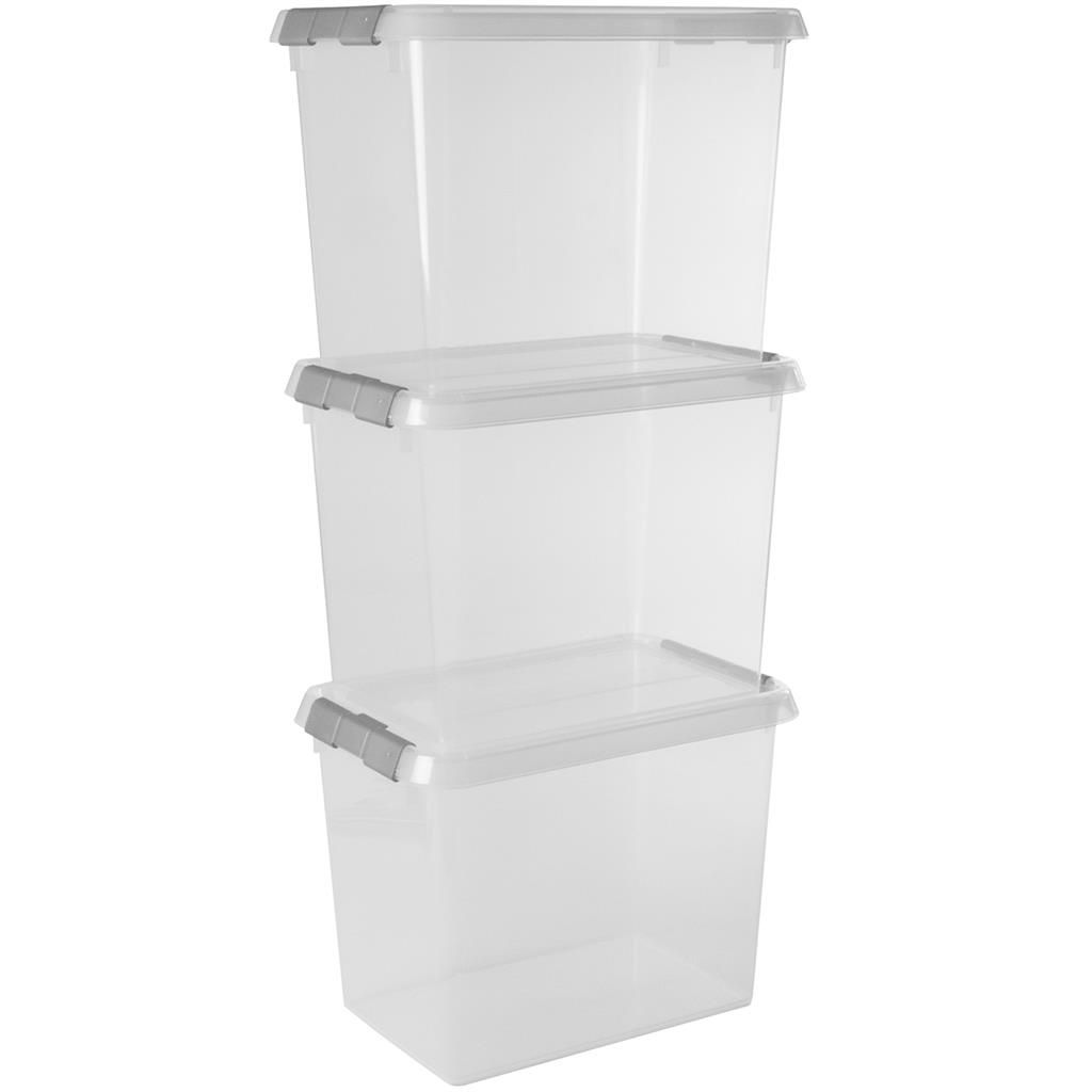 Sunware Comfort Line 9 Liter transparent graue 3er-Set Aufbewahrungsboxen