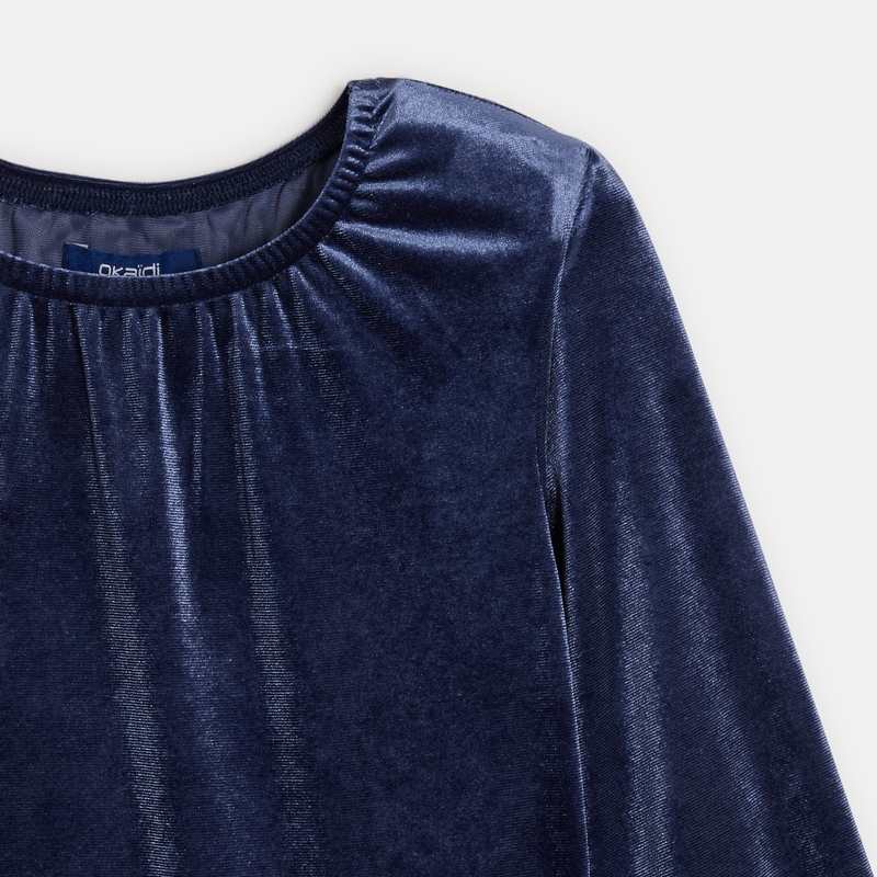 Robe de fête en velours et tulle bleue fille
