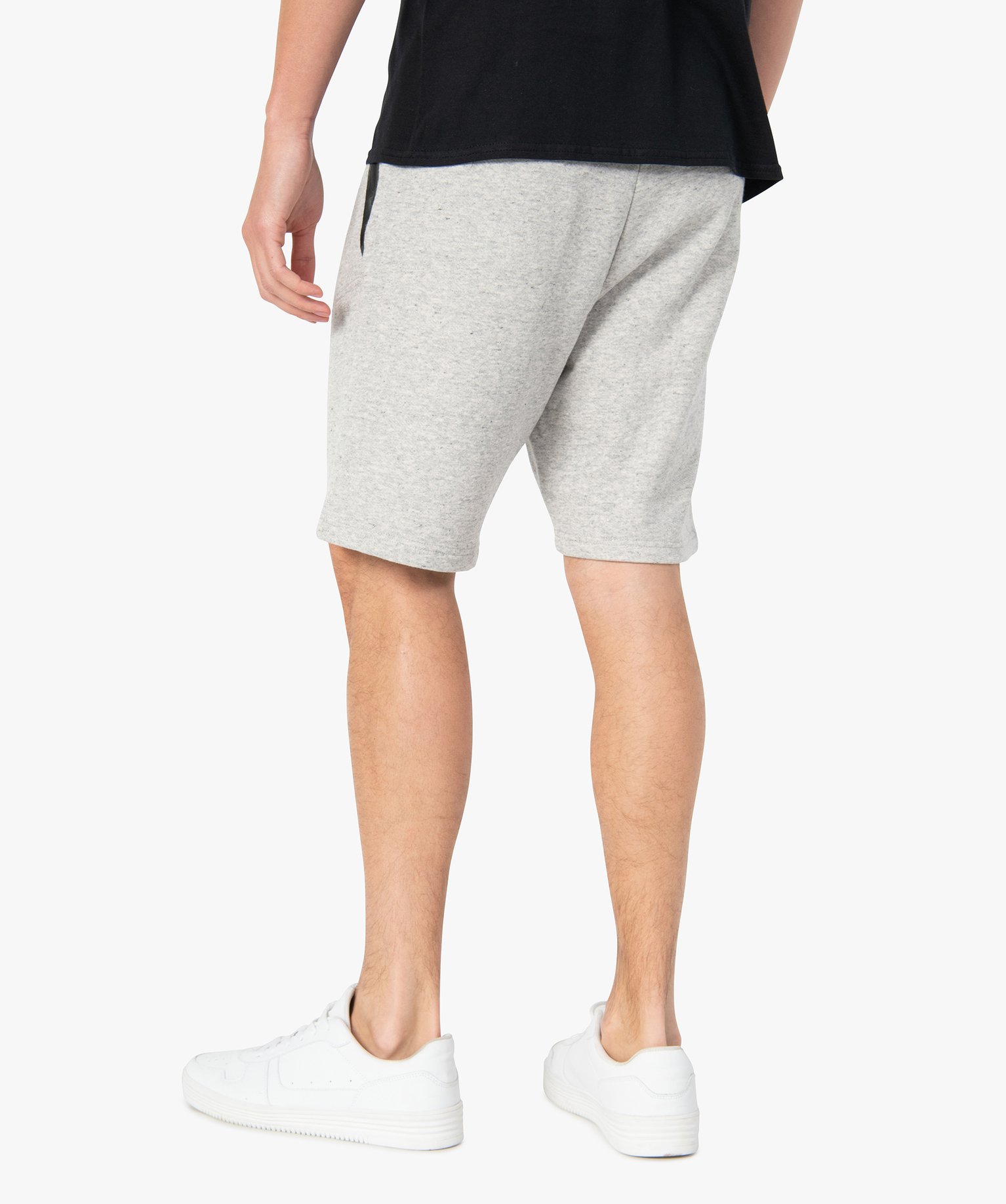 Bermuda homme en maille chinée avec poches zippées gris clair | GEMO