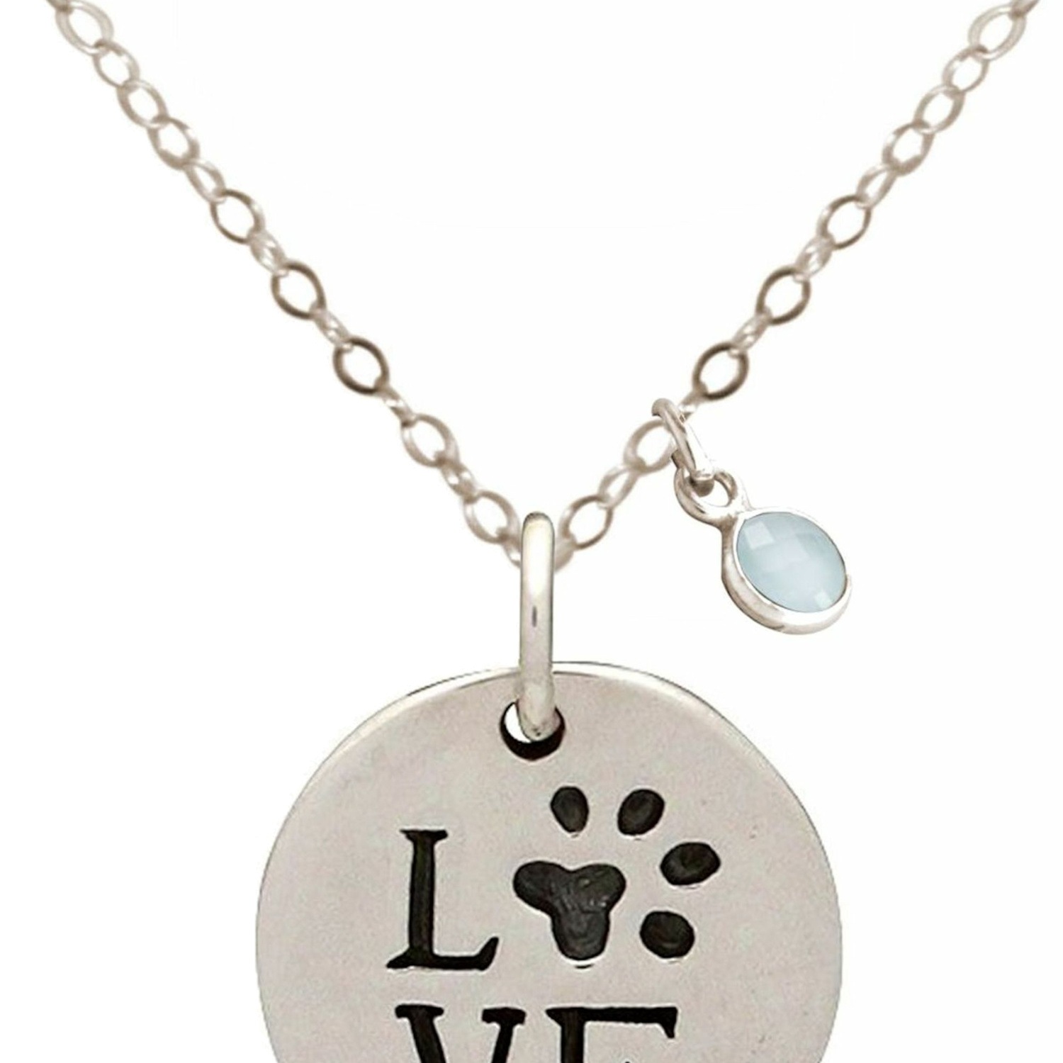 Kette mit Anhänger 'LOVE PAW: Hund. Katze. Pfote Chalcedon'