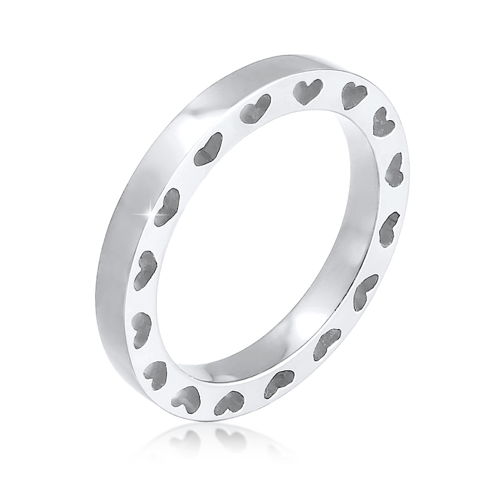 Elli Elli Bague Coeur Cut-Out Élégant Bague Femme - Argent (925/1000) Bague