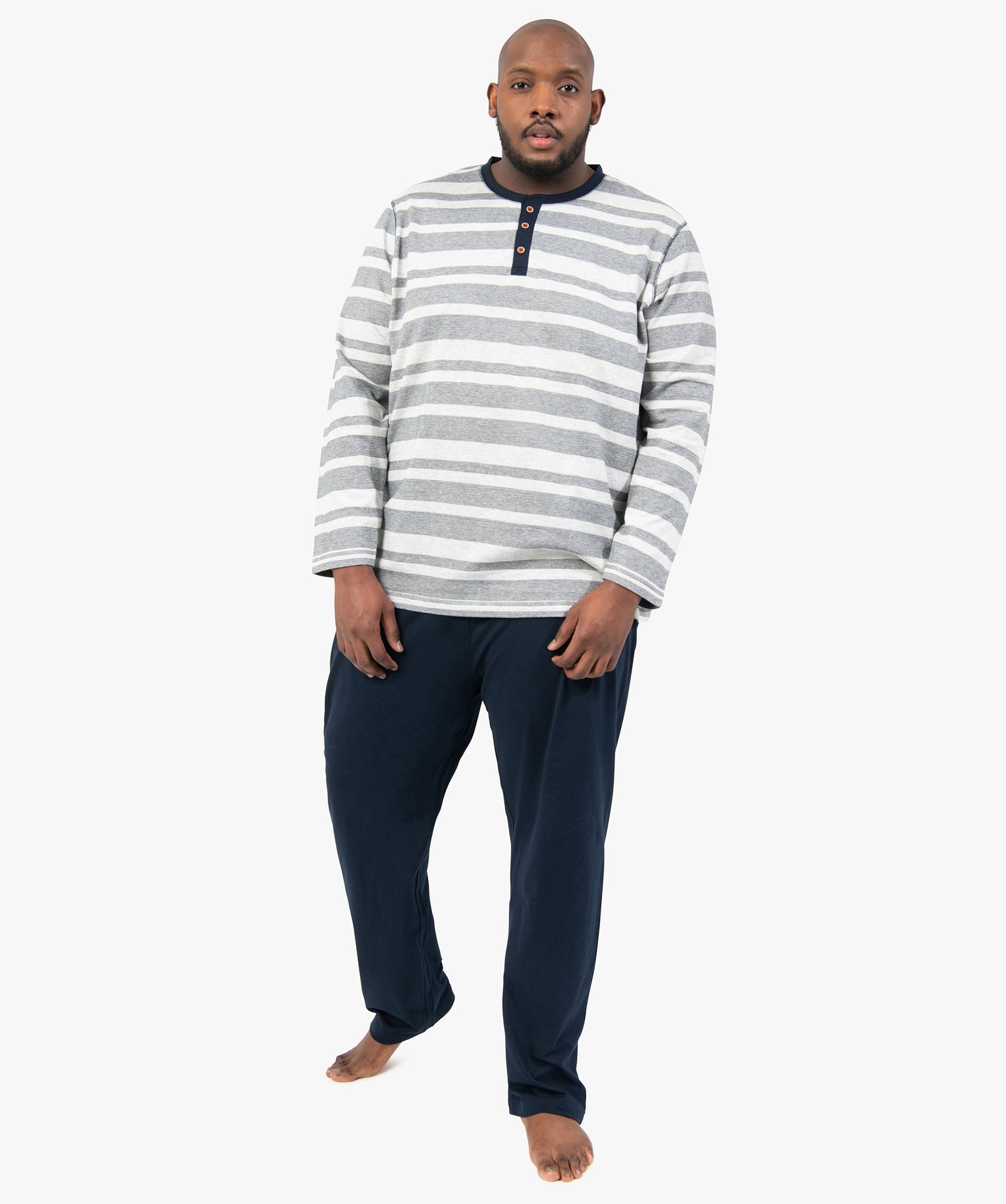 Pyjama homme grande taille avec haut rayé raye | GEMO