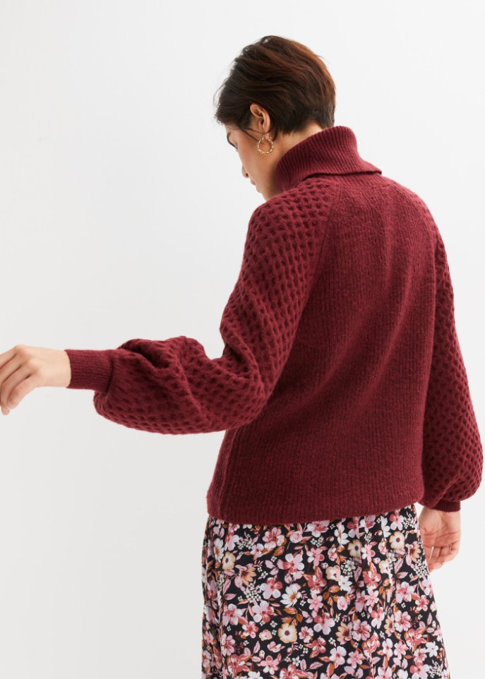 Grobstrick-Pullover mit Zopfmuster
