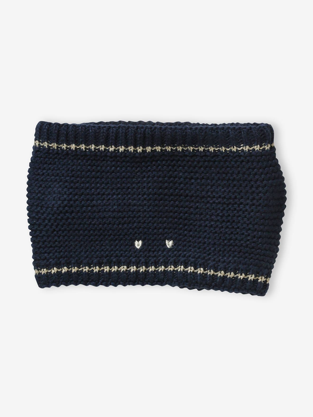 Ensemble bonnet + snood + gants coeurs fille encre imprimé