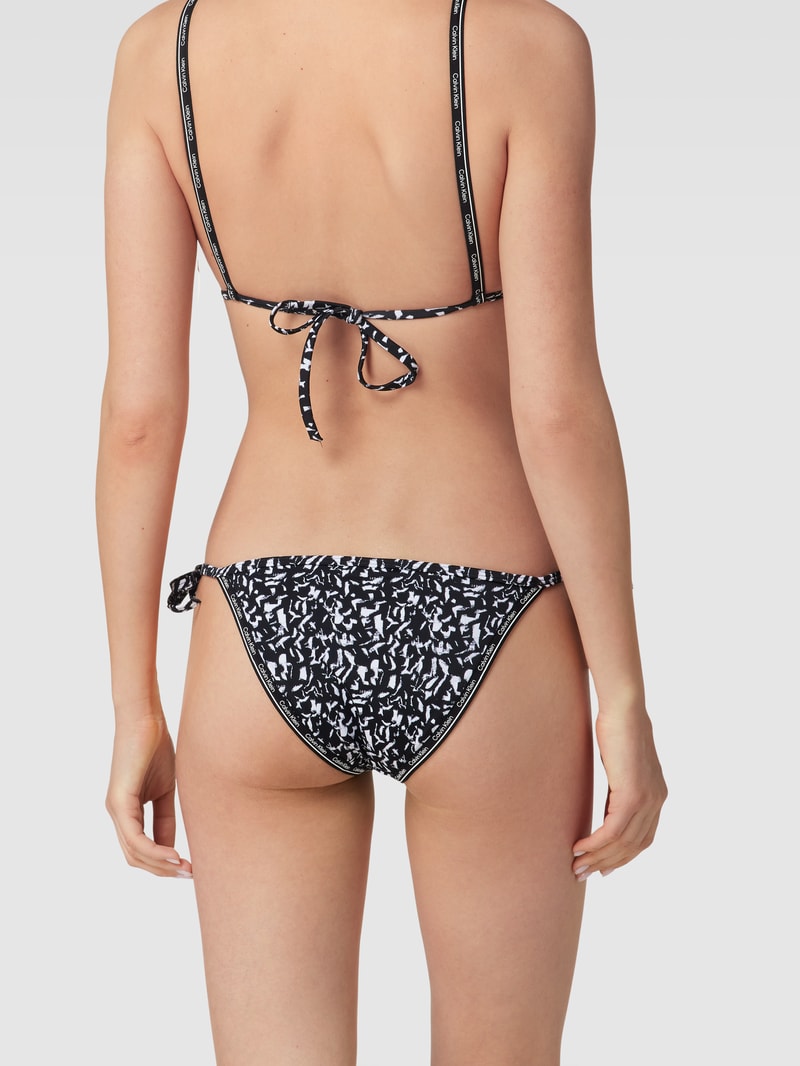 Bikini-Hose mit Allover-Muster Modell 'SIDE TIE-PRINT' in schwarz