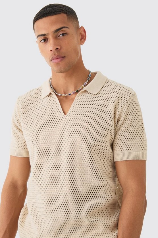 Ecru Poloshirt mit Naht