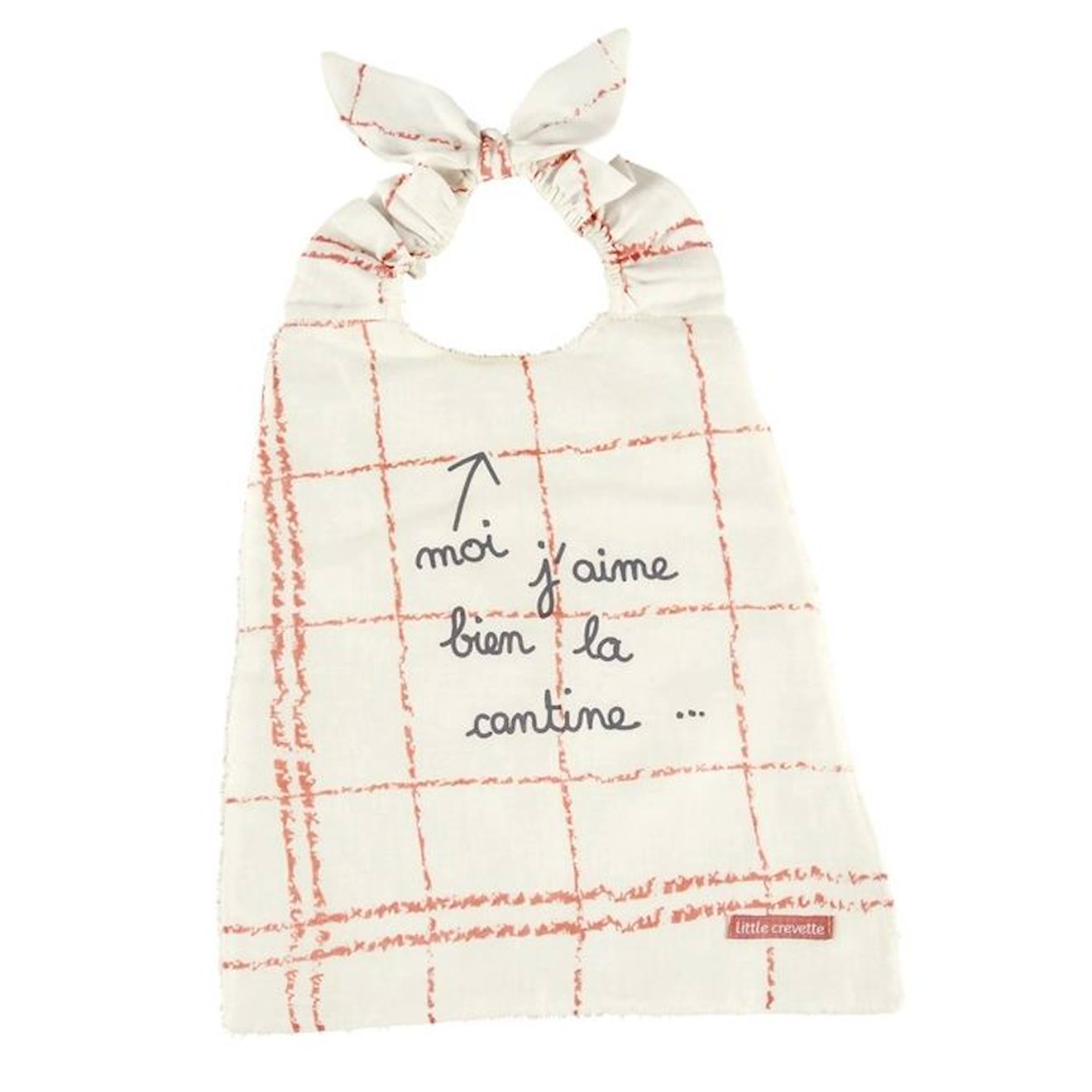 Bavoir élastiqué lin et coton bio* Vive la cantine beige