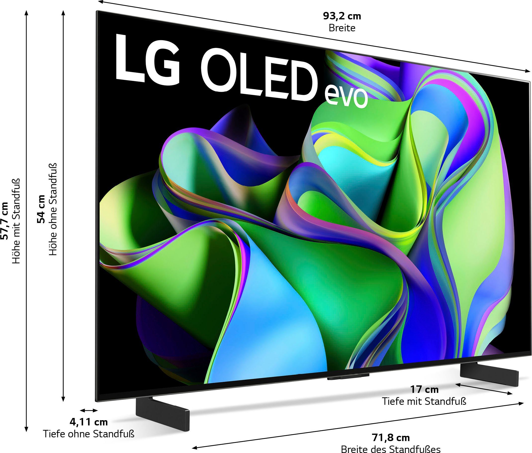 LG OLED42C37LA OLED-Fernseher (106 cm/42 Zoll, 4K Ultra HD, Smart-TV, OLED evo, bis zu 120 Hz, α9 Gen6 4K AI-Prozessor, Twin Triple Tuner)