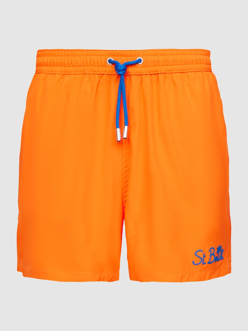 Badehose mit Label-Stitching Modell 'COMFORT' in neon orange