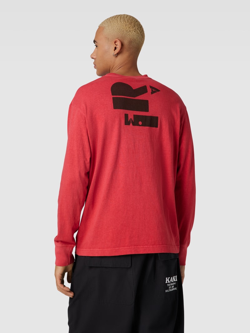 Sweatshirt in unifarbenem Design mit Label-Print in rot