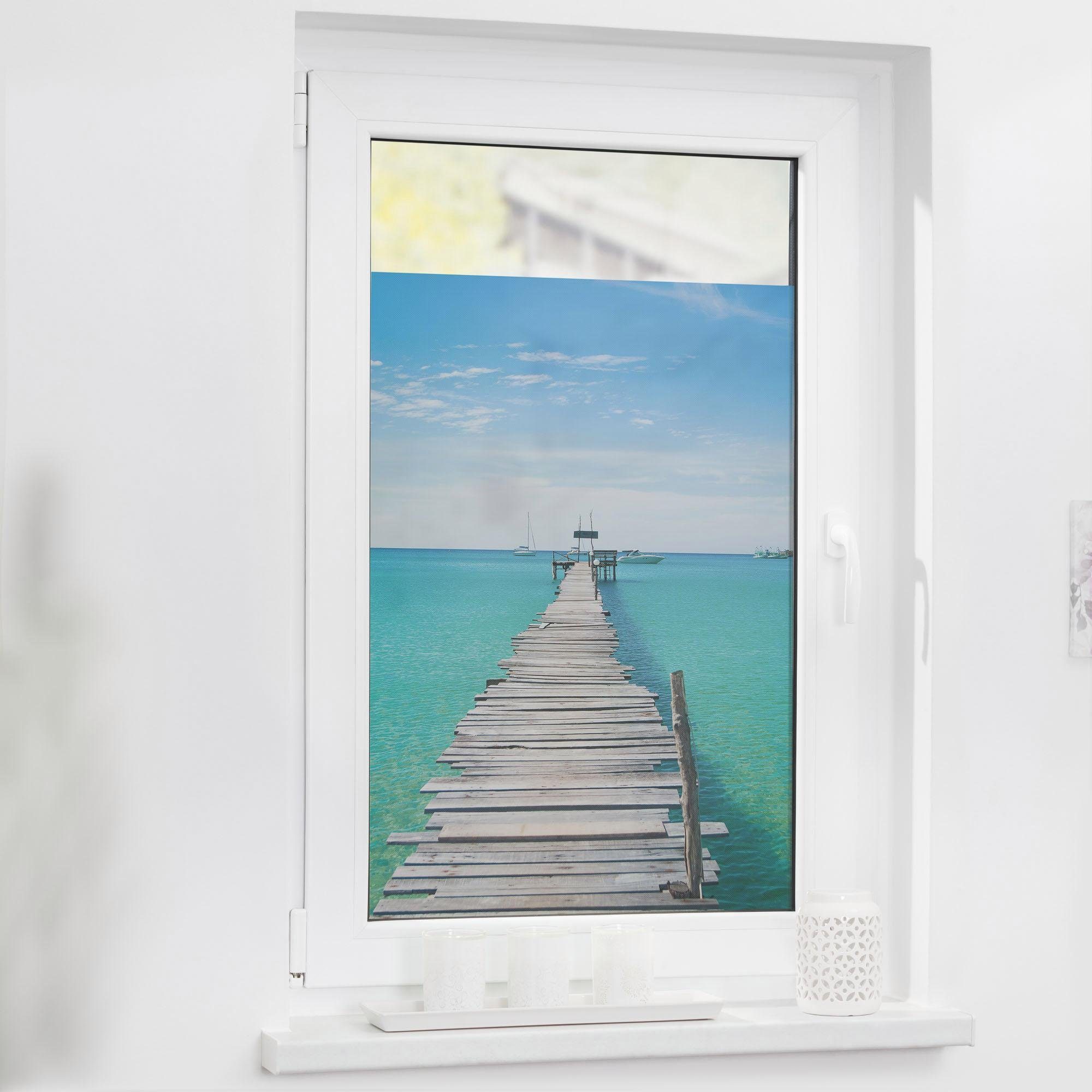 Fensterfolie El Mar, LICHTBLICK ORIGINAL, blickdicht, strukturiert, selbstklebend, Sichtschutz