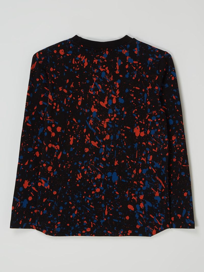 Longsleeve mit Allover-Muster in schwarz