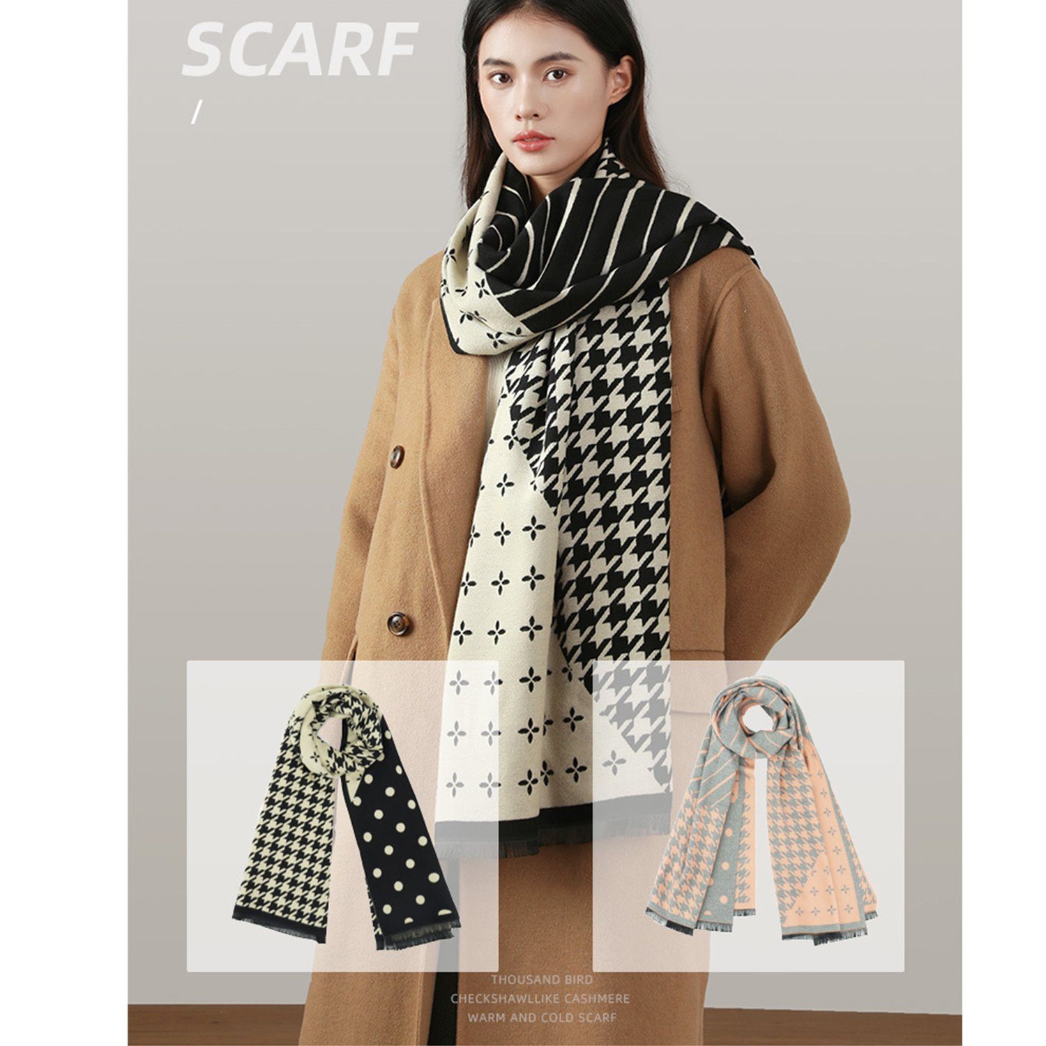 IBETTER Modeschal Damen Schal Poncho XXLSchal Winterschal Modeschal Damen