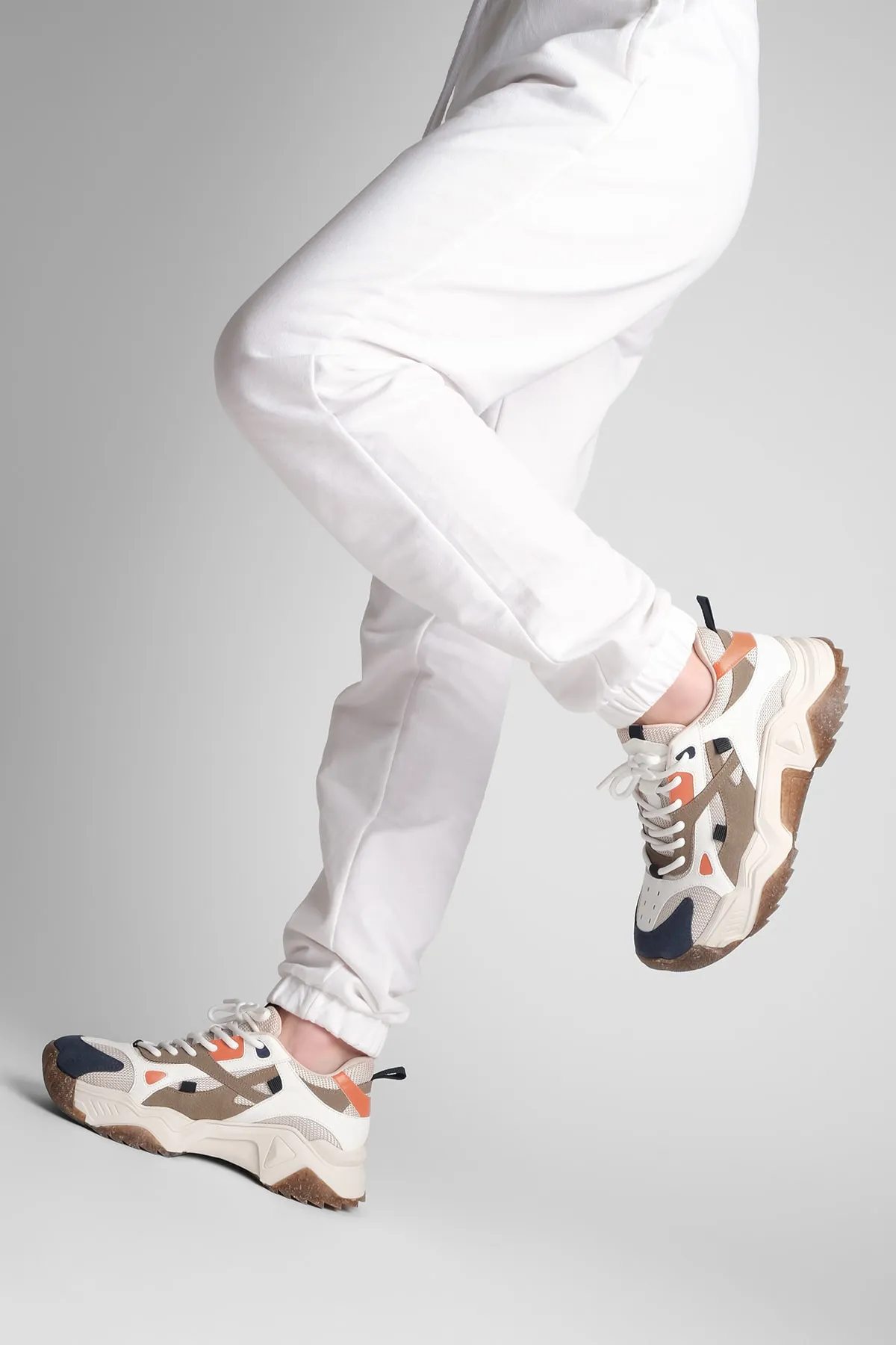 Marjin  Damen Sneaker mit hoher Sohle, Schnürschuh, Sportschuh Edisa Powder
