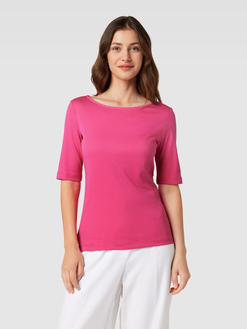 T-Shirt aus Baumwolle mit U-Boot-Ausschnitt in pink