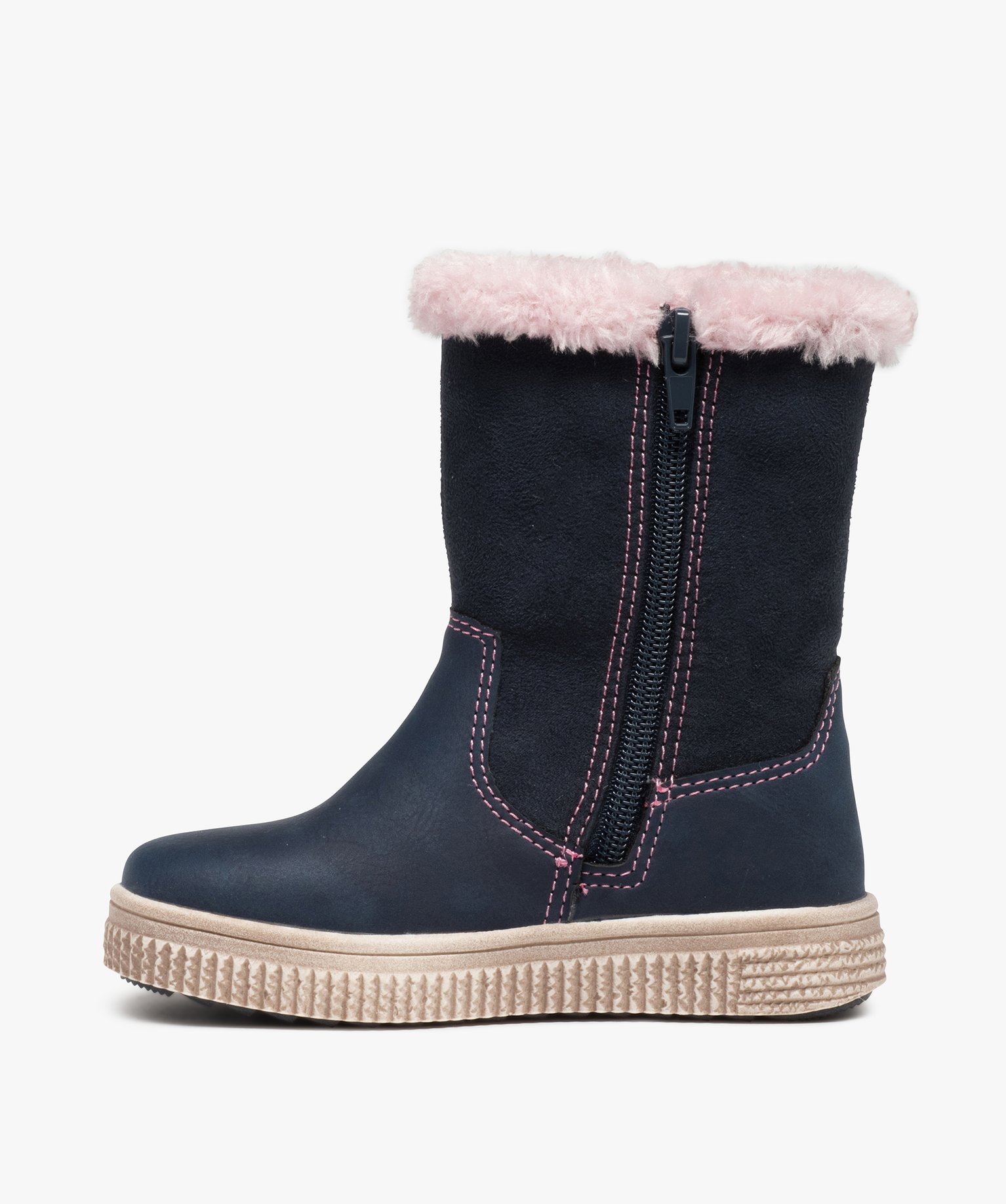 Bottes fourrées fille en suédine motif étoile en strass bleu | GEMO