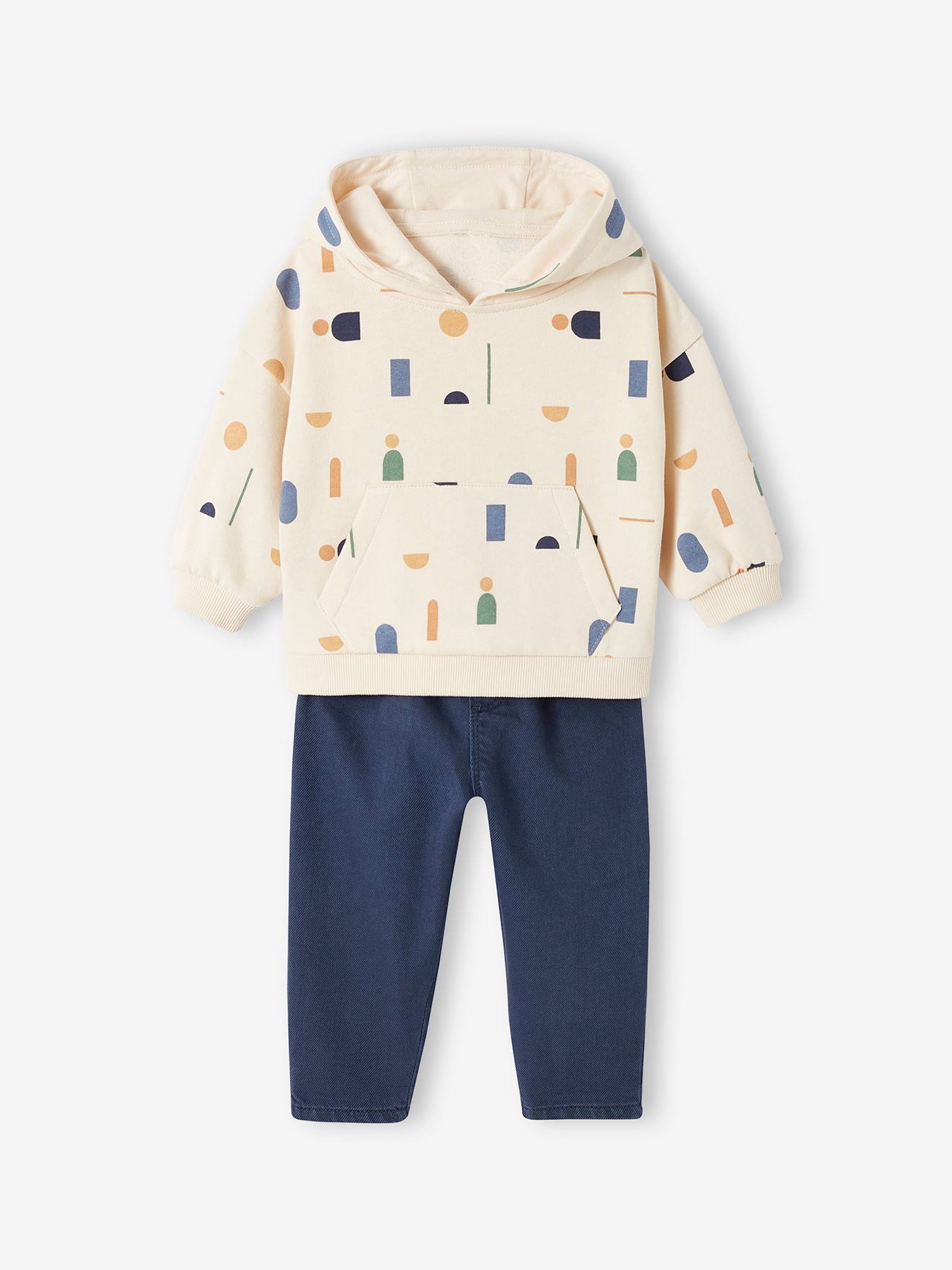 Ensemble bébé sweat en molleton et pantalon en sergé bleu nuit