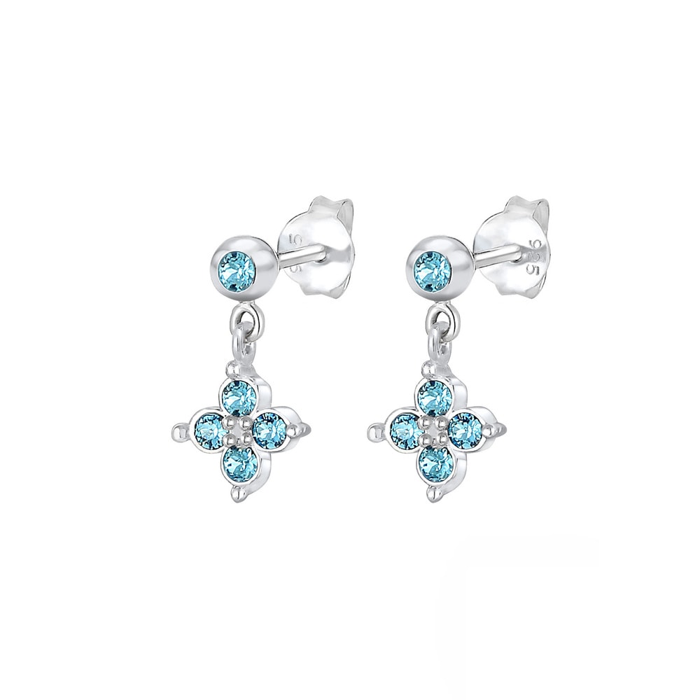 Elli Elli Boucles d'Oreilles Kinder Blume Kristalle Süss 925 Silber Boucles d'oreilles