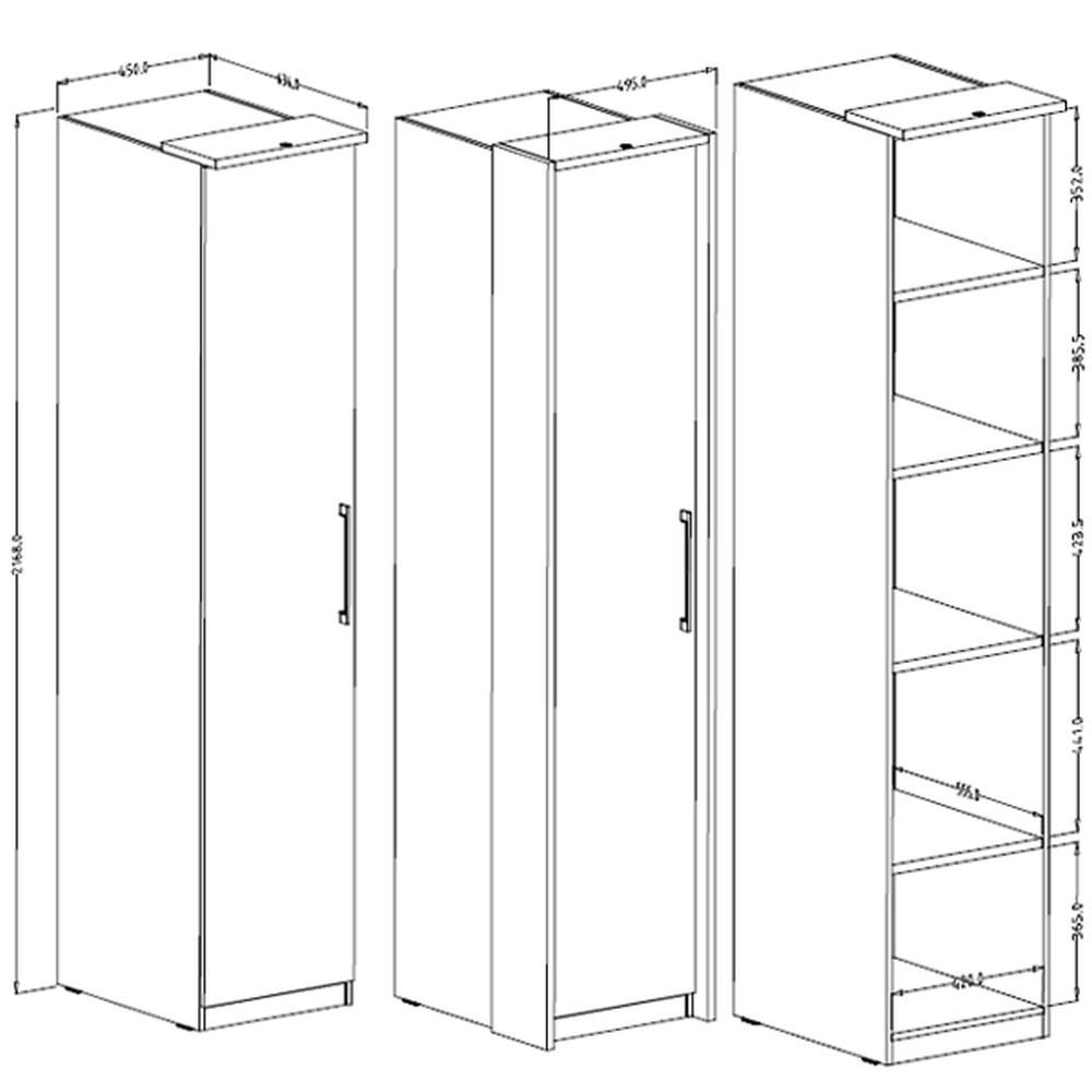 Helvetia Stauraumschrank Optima B/T/H: 45 cm / 64 cm / 216 cm