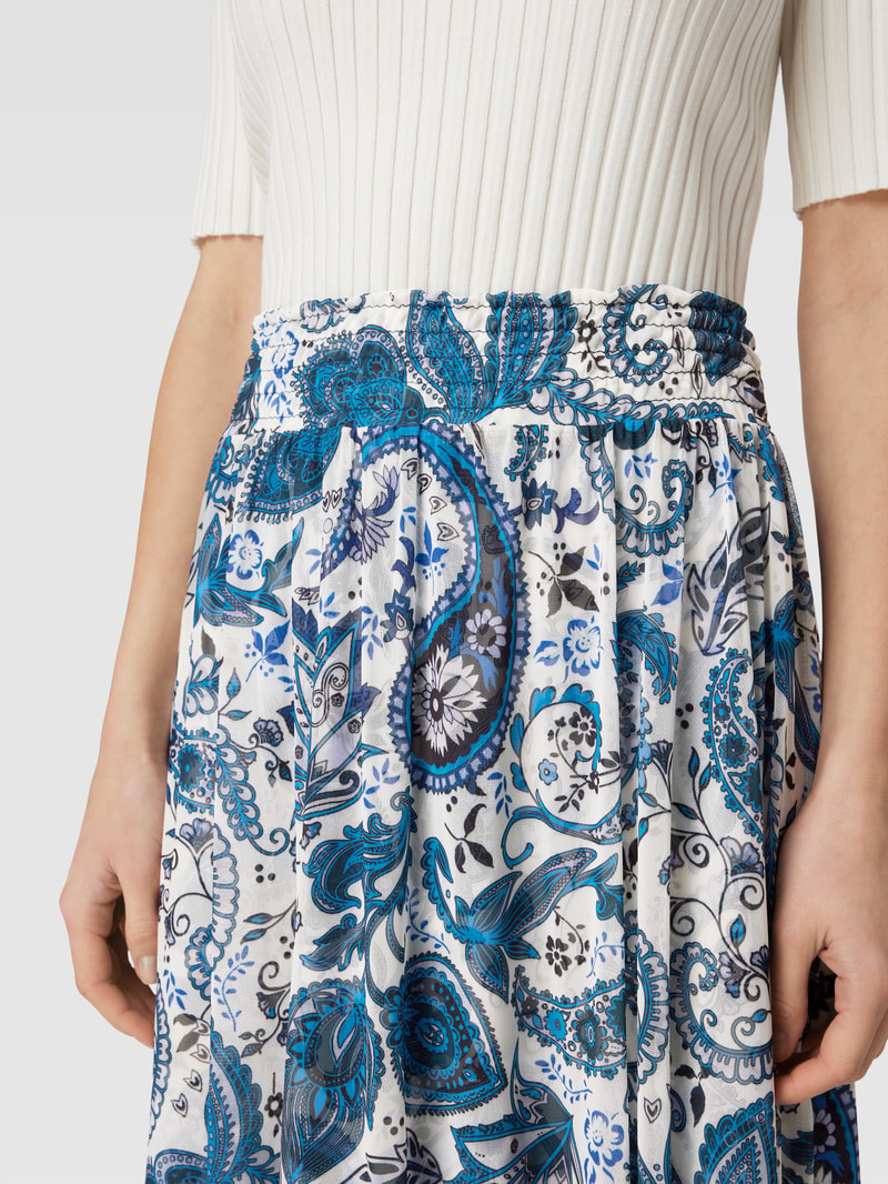 Maxirock mit Allover-Muster Modell 'paisley' in bleu