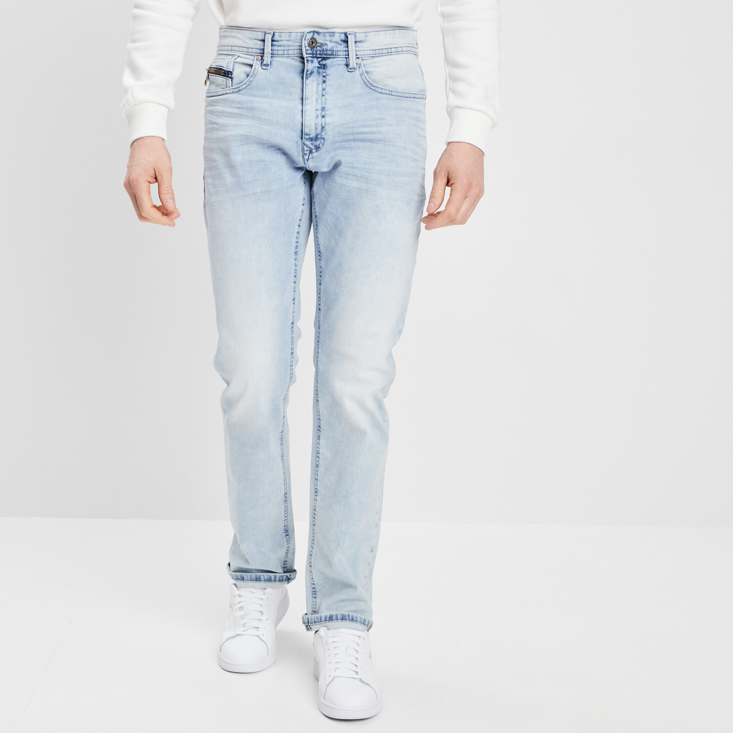 Jeans regular stretch Creeks denim bleach homme | La Halle