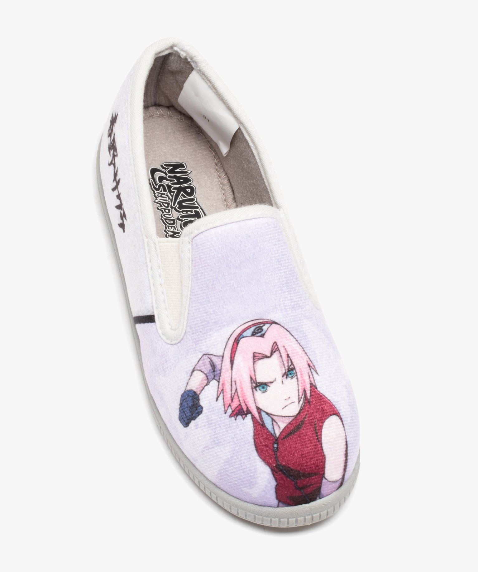 Chaussons fille imprimés en velours - Naruto gris | GEMO