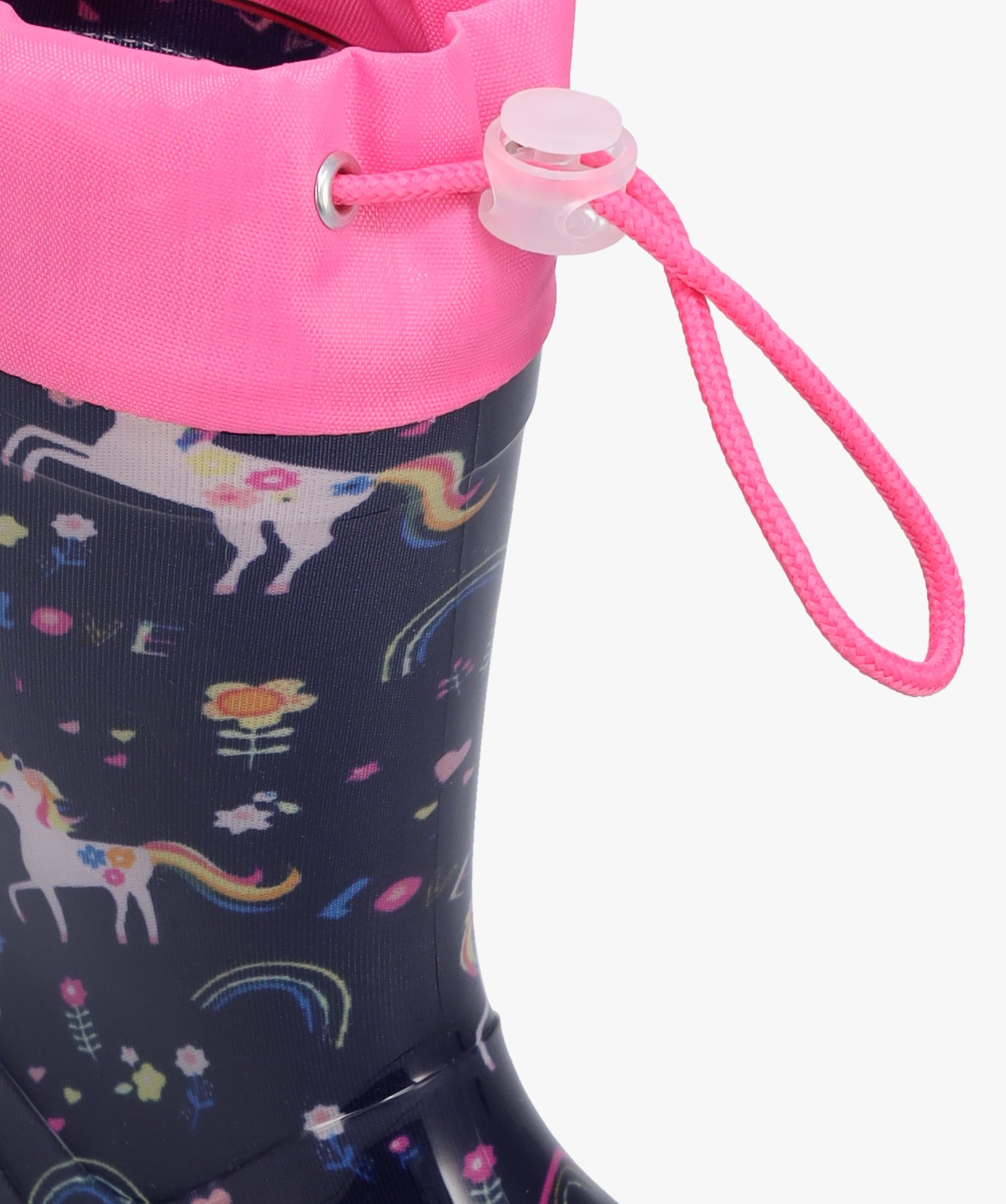 Bottes de pluie fille imprimées licorne à col ajustable marine | GEMO
