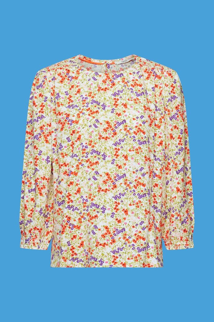 Florale Bluse mit 3/4-Ärmeln