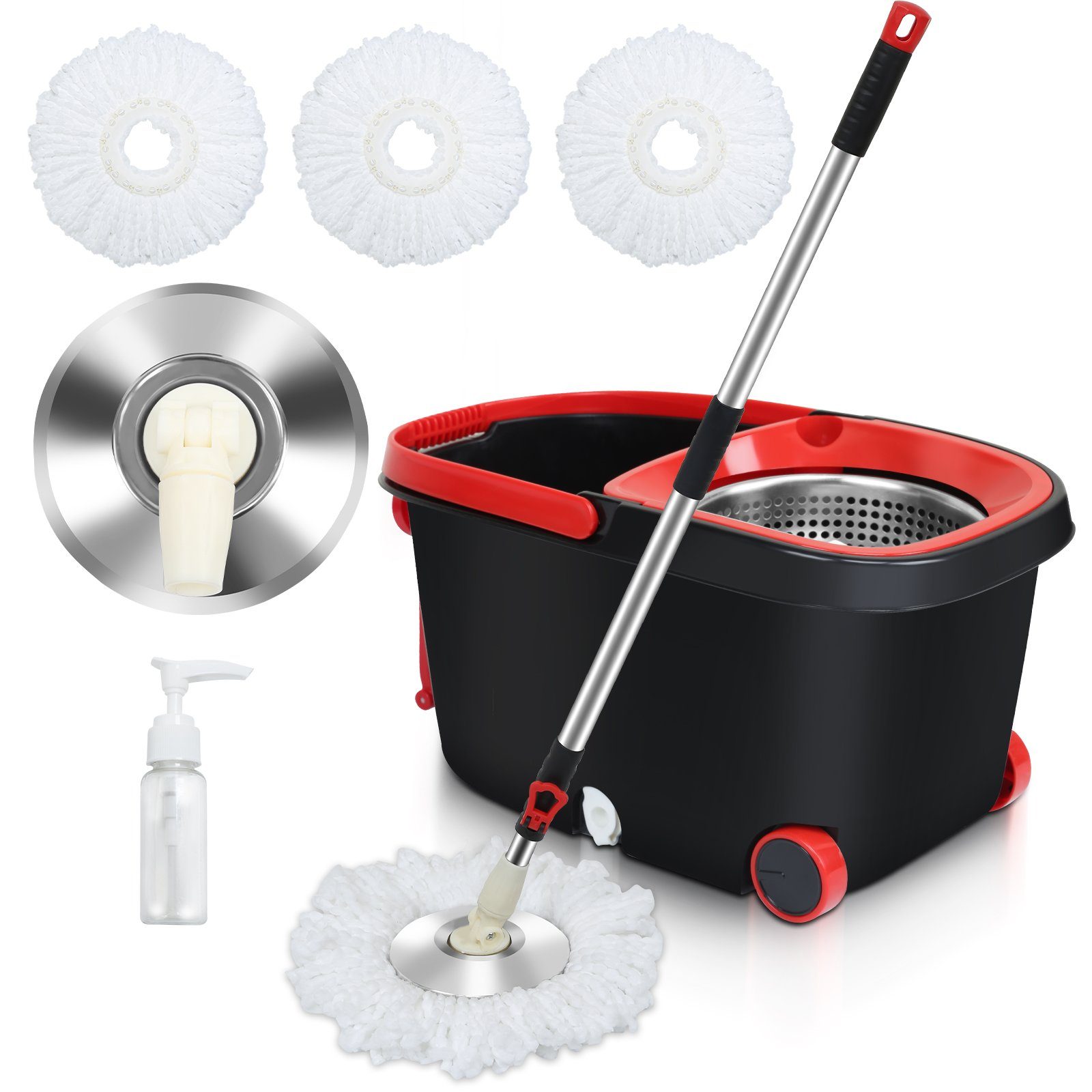 Lospitch Wischmopp Bodenwischer Komplett Set Turbo Wischmop Mit 3 Mikrofasermatte