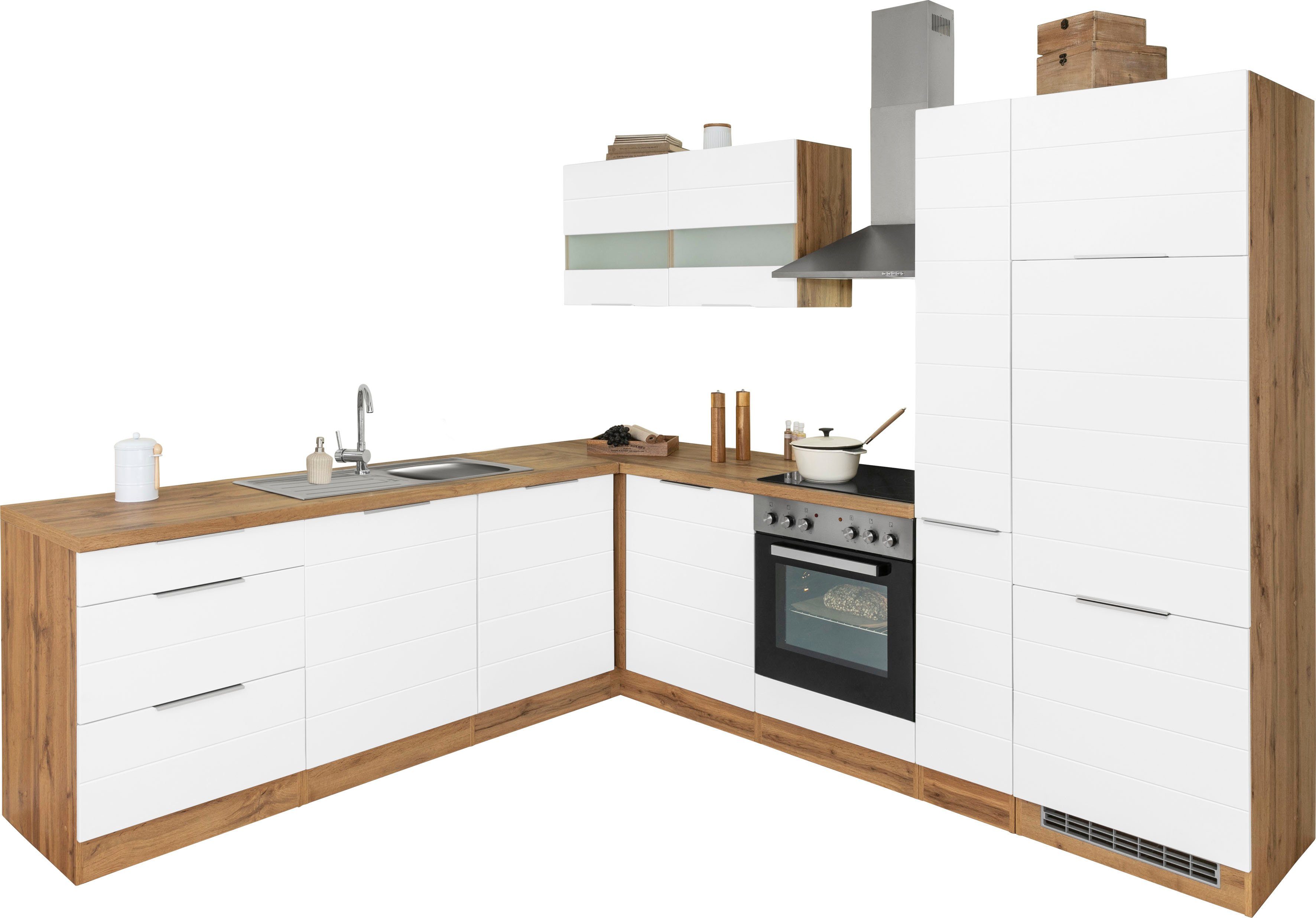 HELD MÖBEL Küche Luhe, Stellbreite 240x270 cm, wahlweise mit oder ohne E-Geräten, MDF-Fronten