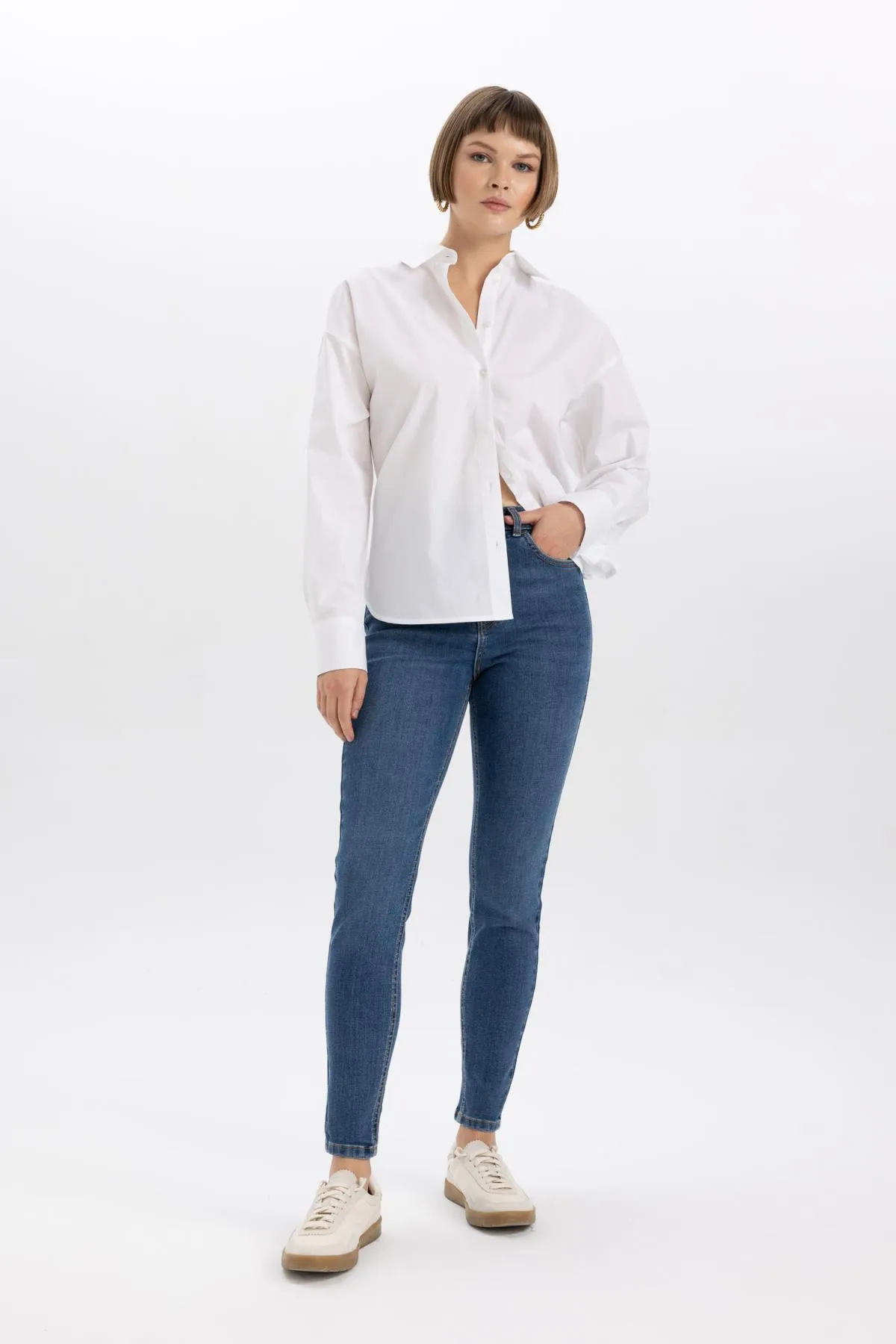 DeFacto  Skinny Fit, hohe Taille, schmales Bein, knöchellange Jeanshose